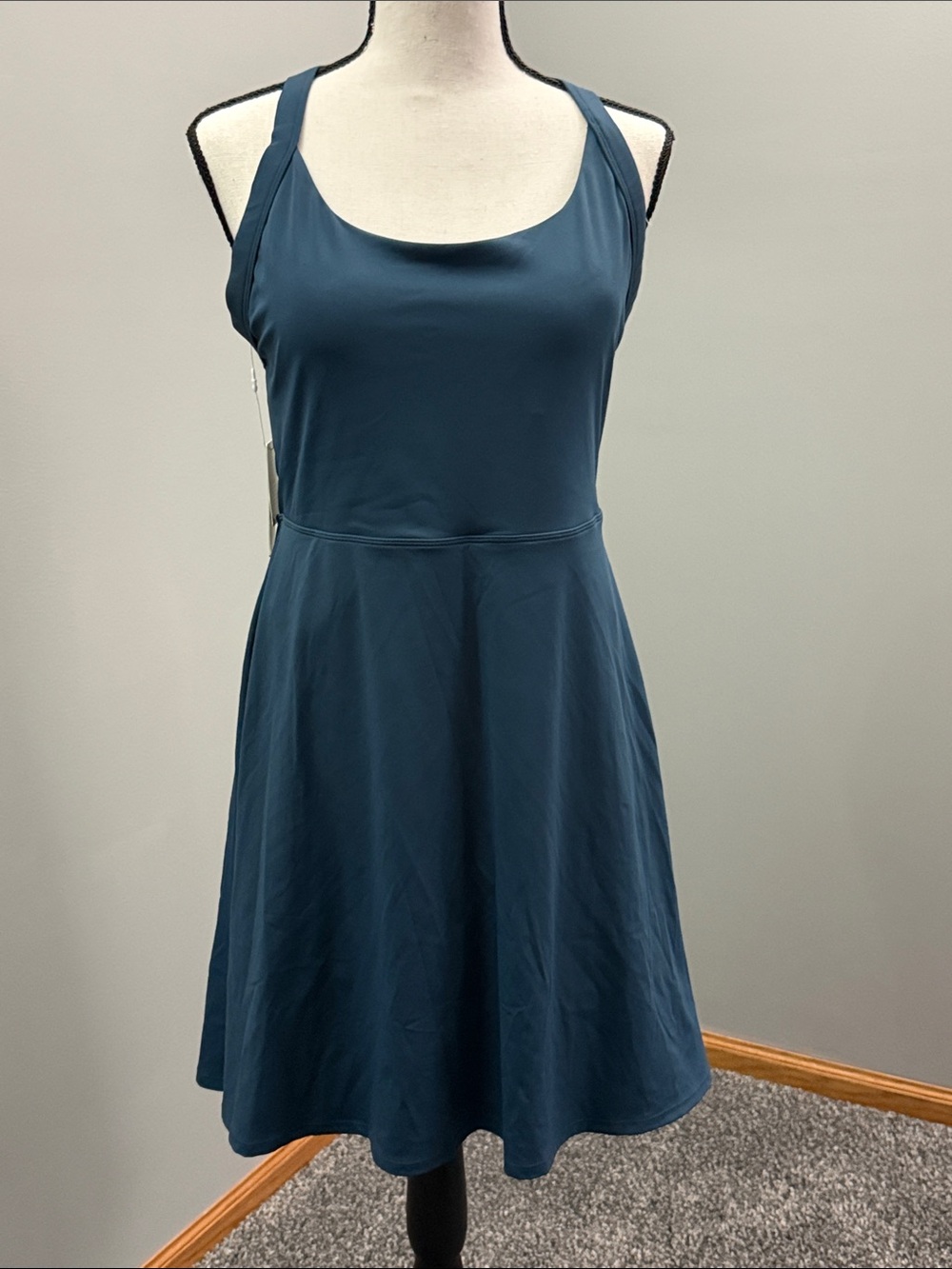 HALARA Majolica Blue Scoop-Neck Fit & Flare Dress